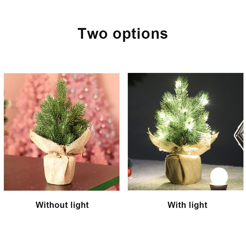 14 Inch Pine Handmade Christmas Tree with Burlap Base Mini Pine Christmas Tree