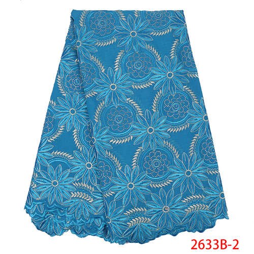 Swiss Voile Laces Fabrics African Lace Fabric Embroidered French Cotton Lace Fabric with Stones for Women KS2633B-4: picture 9