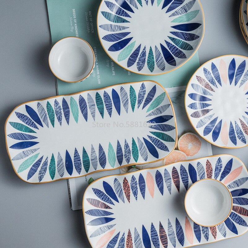 Japońska zastawa stołowa ceramiczna kreatywna ręcznie malowana miska na makaron naczynia ceramiczne płytkie talerze New Arrival miski