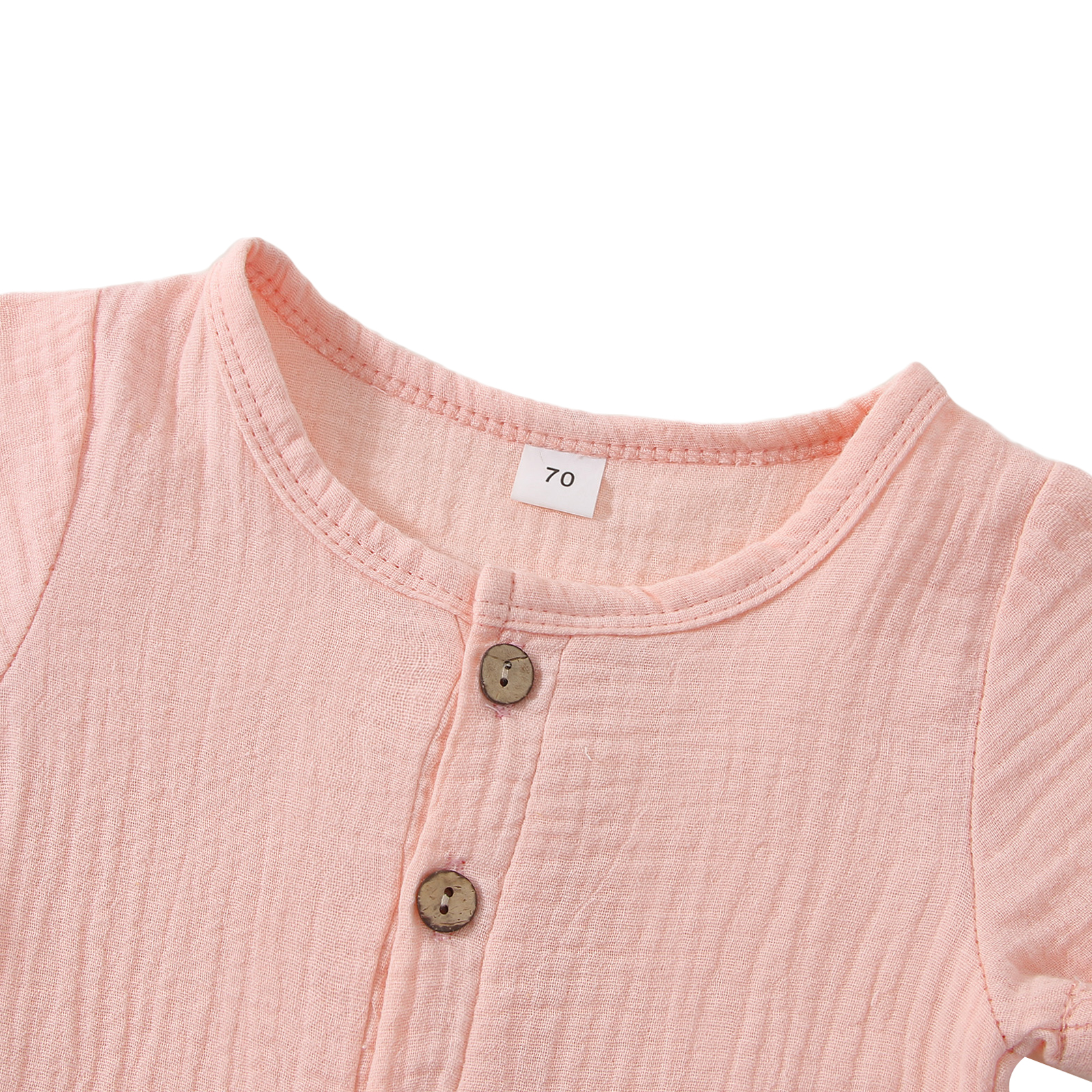 Citgeett sommer-strampler für babys und kleinkinder, einfarbig, kurzärmelig, mit knöpfen, aus leinen, für mädchen und jungen, lässige kleidung