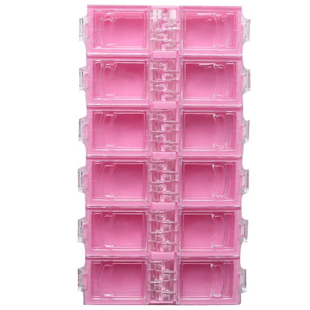 Boîte de rangement strass conteneur Portable 12 grilles diamant cosmétique en plastique ongles bijoux organisateur boîte de rangement conteneur: Pink