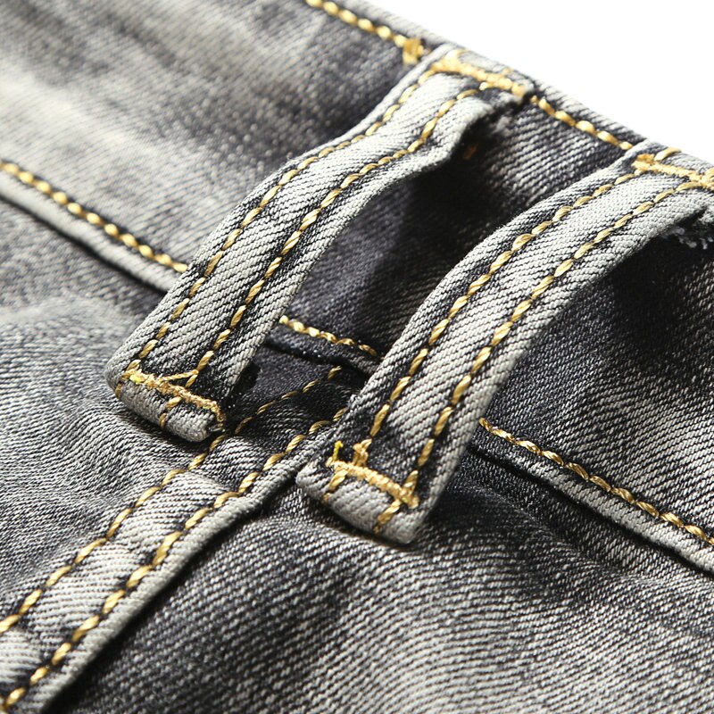 Herre mærke jeans grå herre retro baggy jeans hip hop løst skateboard denim bukser mærke tøj størrelse 28-48