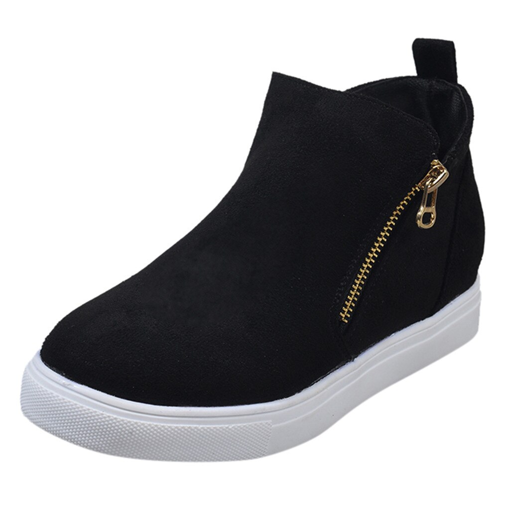 Femmes chaussures plates chaussures à semelles compensées respirant confortable marche bottines chaussures décontractées baskets classique hiver travail chaussures: Black / 42
