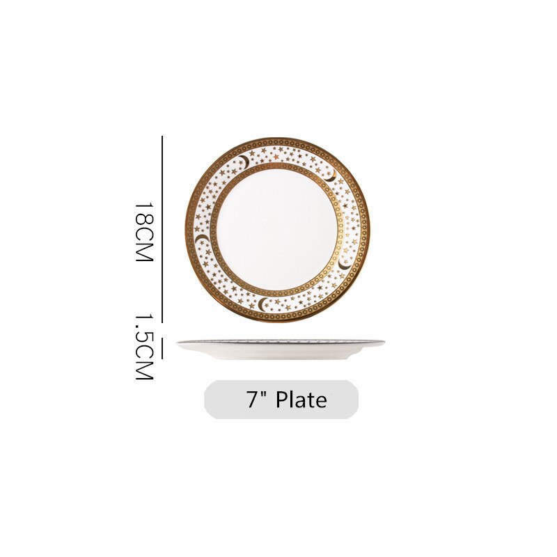 Porcelain Dinnerware Set Ceramic Dinner Plate Ceramic Plate Western Steak Plate Dishes scratch-resistant pendulum Fruit plate: Style B 7 inch