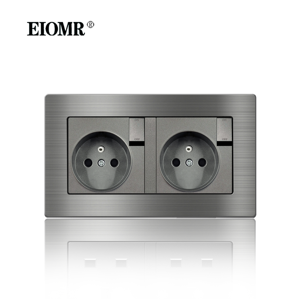 EIOMR France Standard Prise Électrique Gris En Alliage D'aluminium Panneau Interrupteur Rj45 Tv 220V 16A Prises Murales pour Appareil Ménager: Type 20