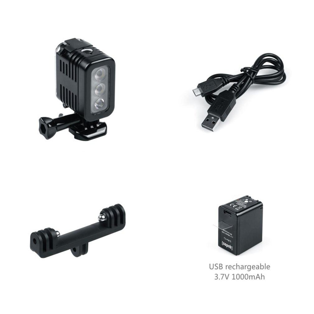 Lampe de plongée vidéo sous-marine, haute puissance, intensité variable, remplissage, veilleuse, supports étanches pour caméra d'action GoPro, appareils photo reflex numériques