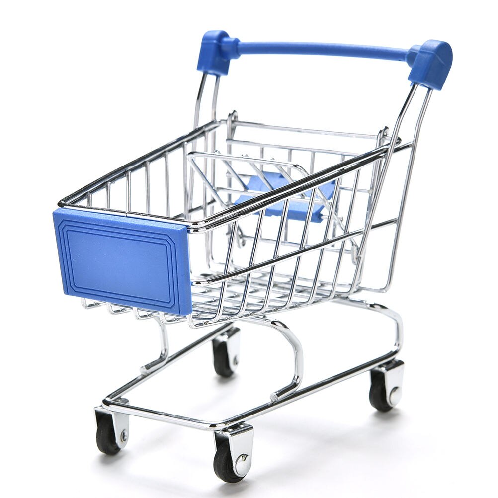 Colorful Funny Mini Supermarket Shopping Cart Trolley Pet Bird Parrot Hamster Toy 1pcs: Blue