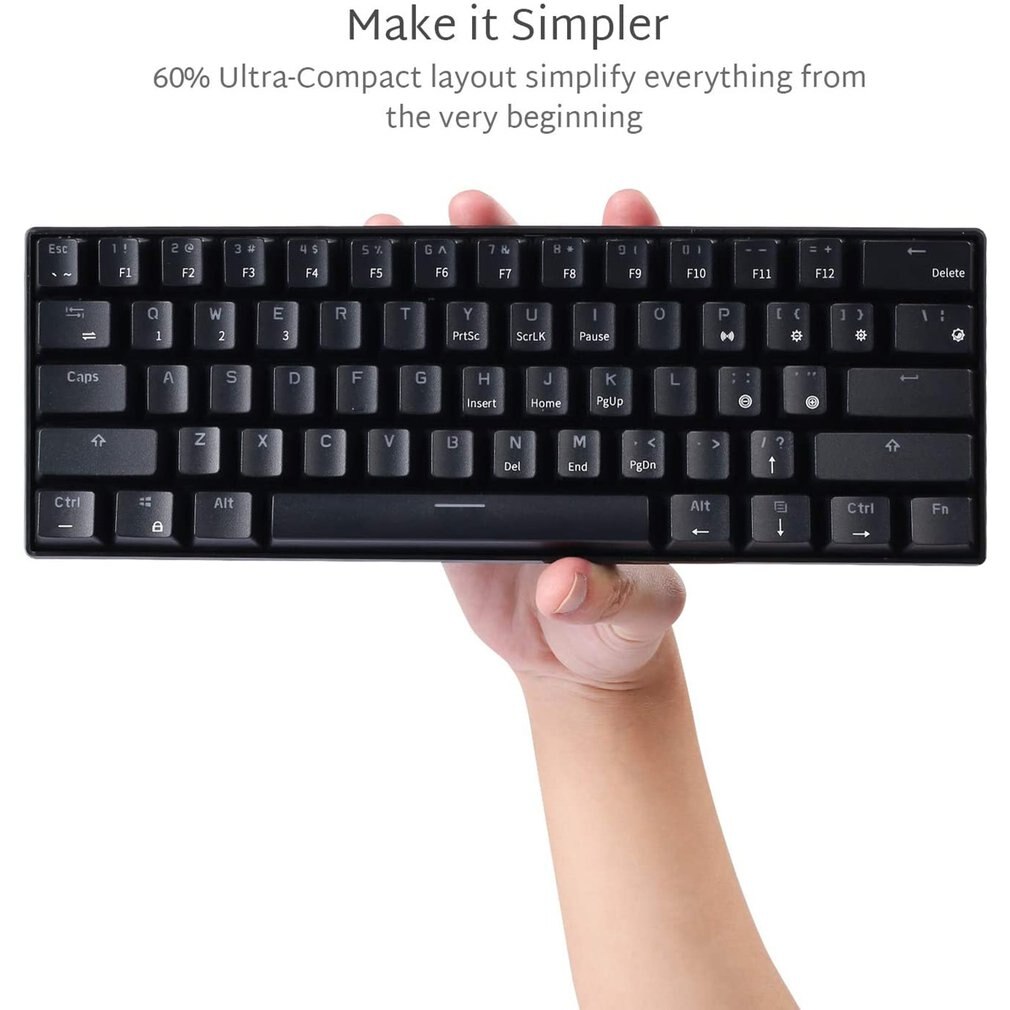 RK61 Wired Bluetooth Keyboard Dual Mode 60% Golden/ Ice Blue Backlit 61 Key Portable Mechanical Gaming Keyboard