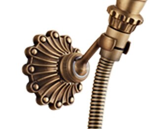 Amibronze Retro Antique Brass Bathroom Hand Held Shower Head Holder Bracket Bathroom Hardware Accessory Wall Mounted Hook: Carved Antique