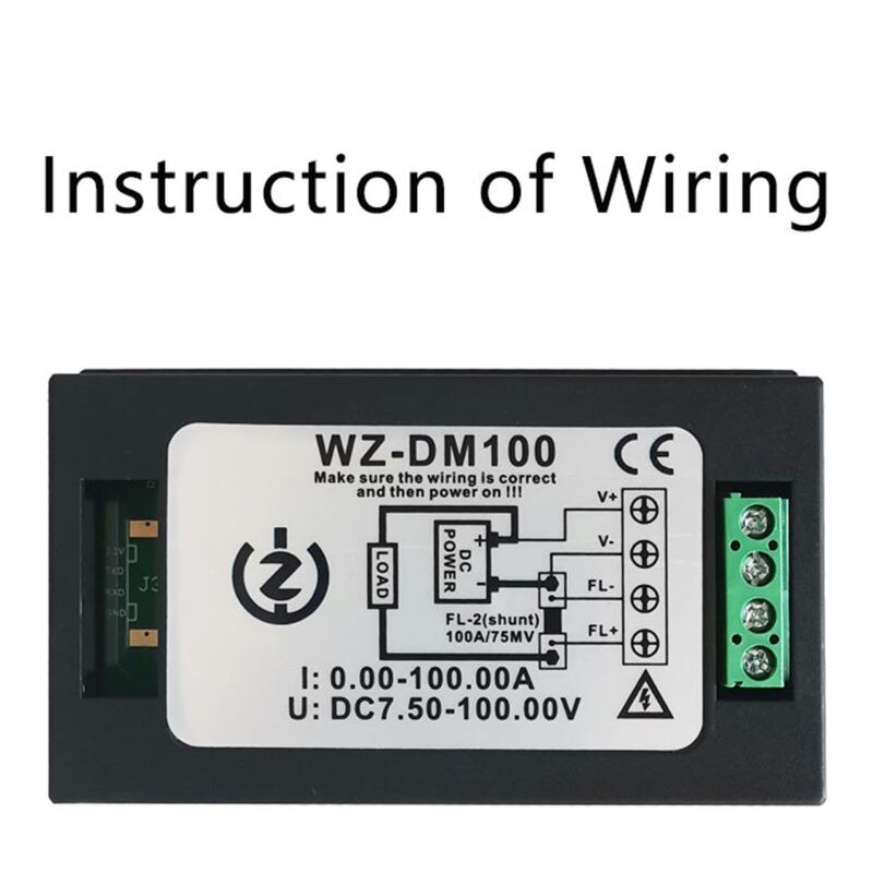 DC 7.5-100V 100A 10kW Power Energy Meter Wattmeter Electrical Panel Gauge Monitor Digital Display Volt kwh Watt Amp