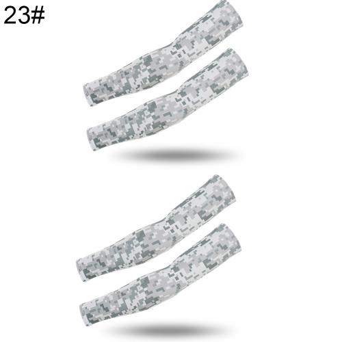 2 Pairs Zomer Arm Mouwen Camouflage Patroon Arm Warmers Mouwen Elastische Uv Zon Bescherming Lange Vingerloze Handschoenen Arm Mouwen: 23
