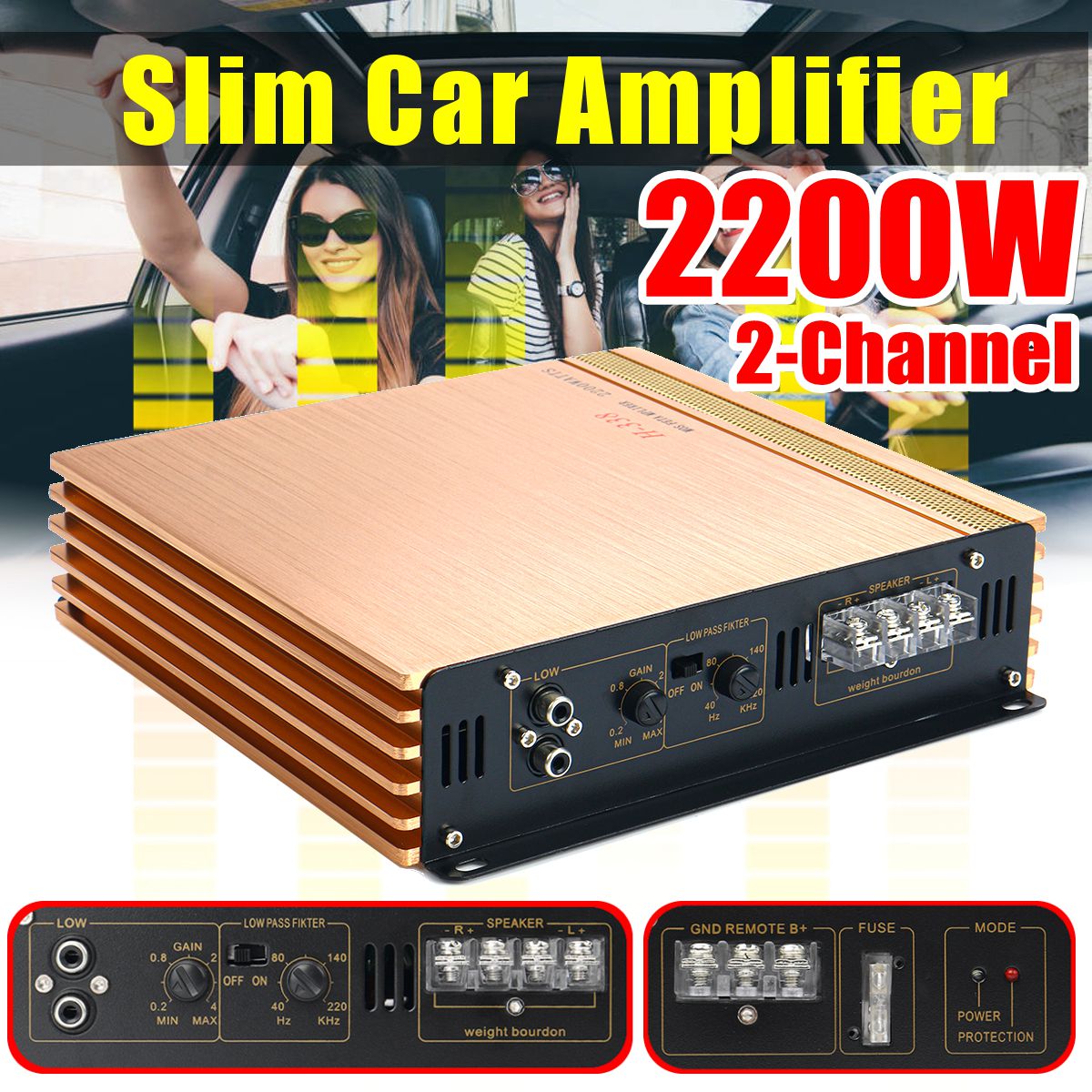 Auto-Versterker 2200W Stereo Hifi Auto Thuis Subwoofer Car Audio Auto Versterker Amp Sound Speaker Audio Led versterkers