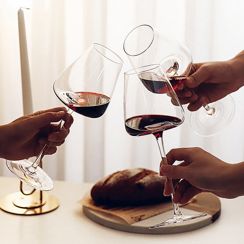 Obra de arte nivel de colección 500-600Ml copa de vino tinto hecha a mano cristal ultrafino Burdeos copa de Arte de degustación de vientre grande