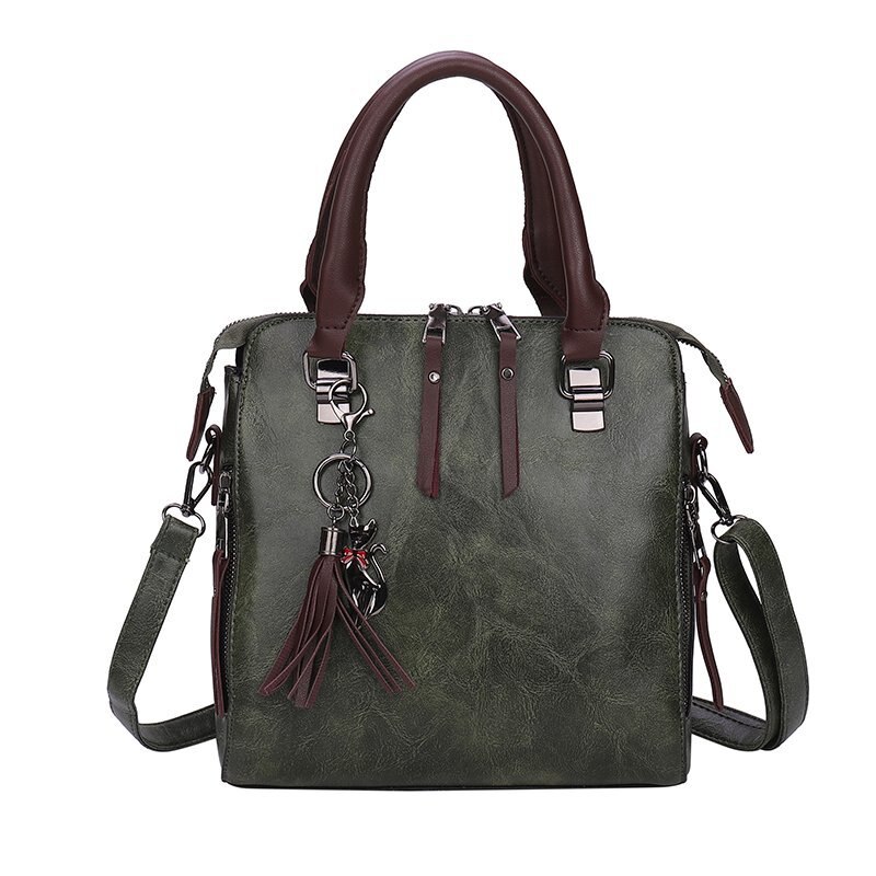 Offre Spéciale Vintage EN CUIR PU Sacs À Bandoulière Pour femmes nouveaux Sacs À Bandoulière Gland Sac à Main Femme Boston Sac PRINCIPAL: Green