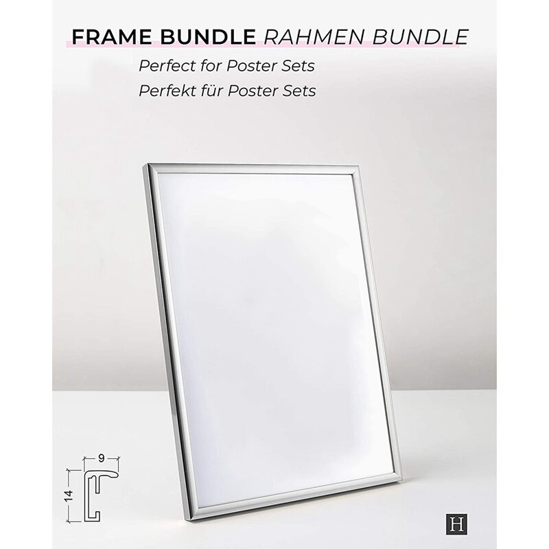 2 Picture Frames, A4 Silver Picture Frames, with Unbreakable Plexi-Glass, Picture Frames for Family Photos, 21X30 CM