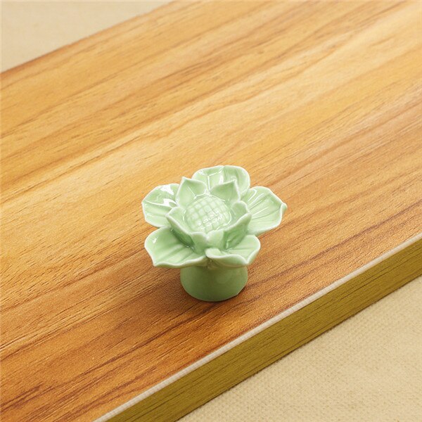 10 st 43mm färgglada blommor keramiska blommor skåp knoppar dörrhandtag skåp låda garderob möbler handtag knoppar: C