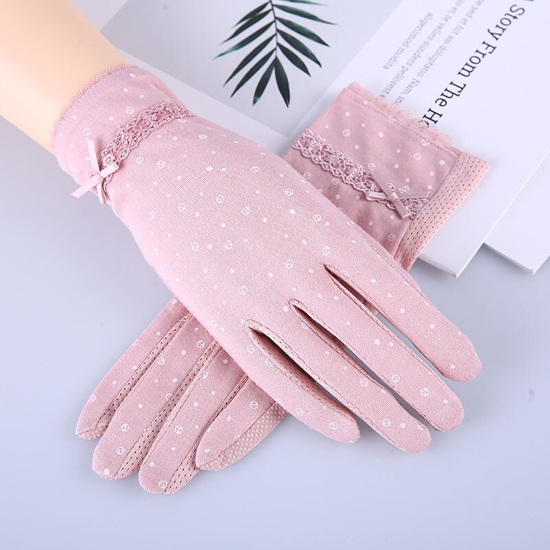 2022 Mode Bloemen Vrouwen Zomer Rijden Handschoenen Antislip Blok Uv Touch Screen Handschoenen Ademend Katoenen Handschoenen voor Vrouwen: 86deep pink