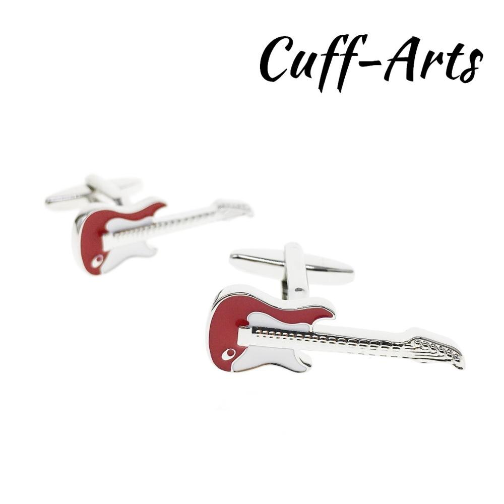 Cuffarts Red Guitar Music Cufflinks Musician Men Vintage Jewelry Shirt Cufflink for Mens Brand C10174: Default Title