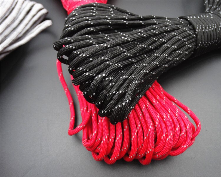 100 Meter Paracord Reflecterende 4 Mm 7 Strand Paracord Core Outdoor Camping Corda Parachute Cord Lanyard Tent Touw Multifunctionele