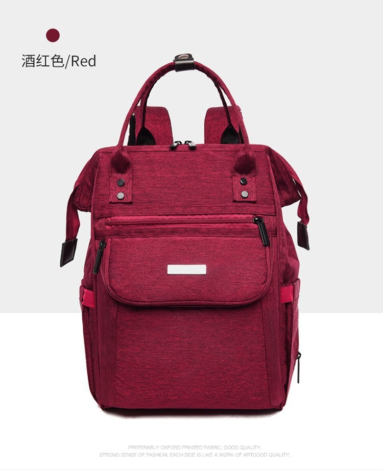 Cambiador de pañales para bebé de gran capacidad, mamá bolsa Maternidad, mochila, bolsas, cochecito, cuidado del bebé, impermeable: Wine Red Color