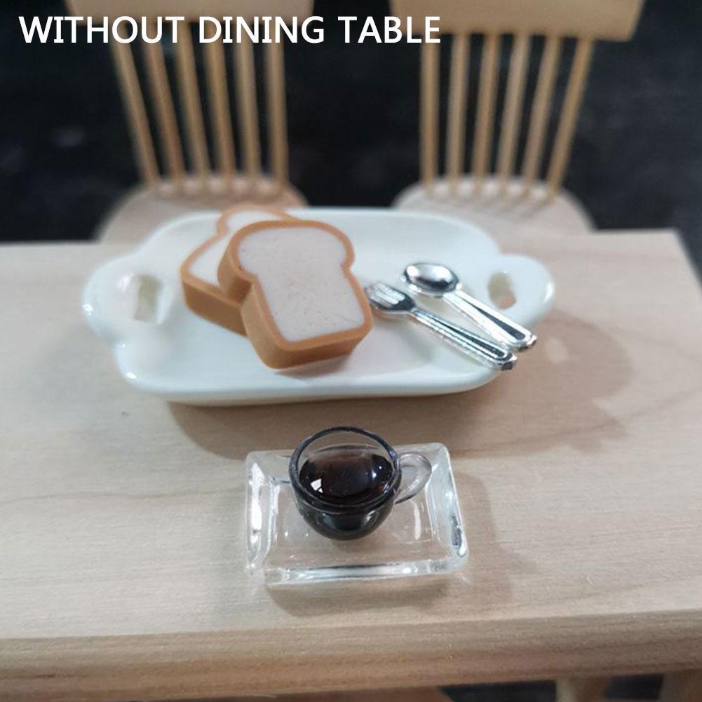 1:12 Simulatie Koffie Brood Ontbijt Set Ontbijt Lade Miniatuur Voedsel Nie Props Diy Keuken Speelgoed
