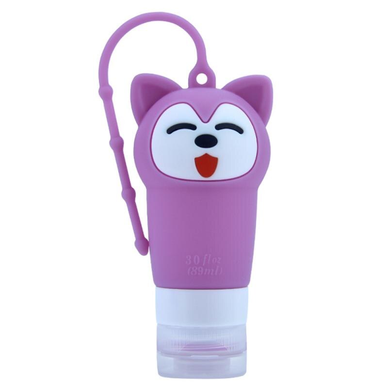 1 pièces shampooing Gel douche Lotion bouteille rechargeable stockage bouteille pots Portable Silicone voyage dessin animé ours Animal Case organisateur: 02