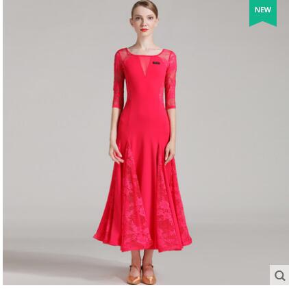 Spanish flamenco dress Woman ballroom waltz dresses Standard Ballroom dance dress Lace: Red / S