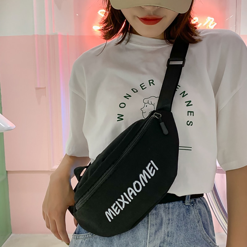 Summer Crossbody Bags Women's Waist Bag Fanny Packs Belt Hips Kindey Bag Zipper Hip Pop Chest Phone Purse Canvas Shoulder Bag