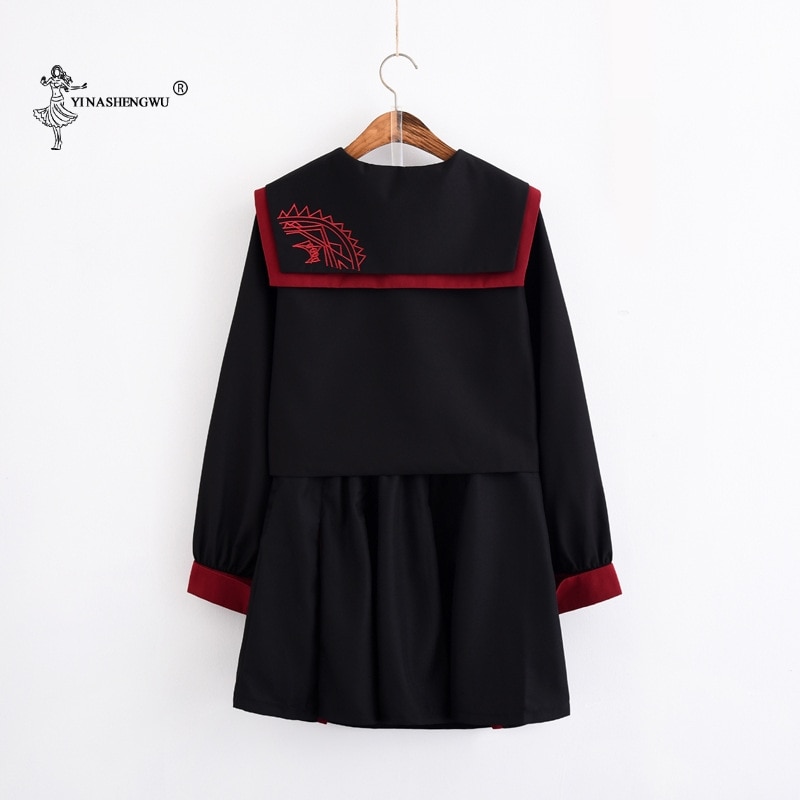 Ragazze Uniformi Scolastiche Giapponesi Della signora Femminile Gruppo Marinaio Vestito Della signora Squadra di prestazione di Danza Costumi di Halloween 2-pezzo impostato con cravatta