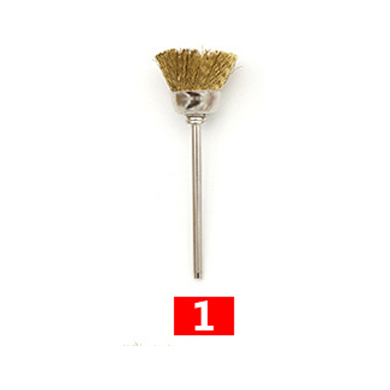 2,35mm, , 1 Uds., Mini cepillo de alambre, taza de rueda, juego de cepillos de alambre de acero y latón, vástago para herramientas rotativas eléctricas Dremel, amortiguador de pulido: Gris claro