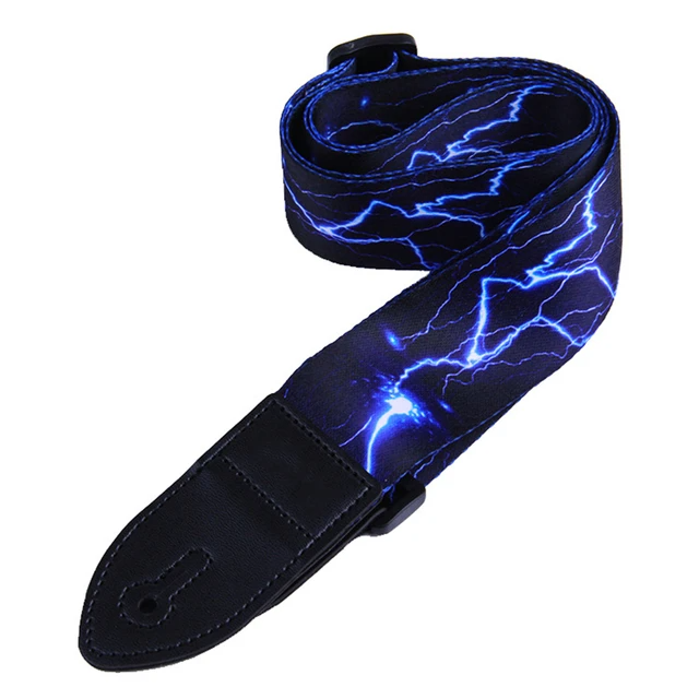 Correa de guitarra de estilo étnico Retro, correa de cuero ajustable para guitarra folclórica, guitarra eléctrica, bajo, ukelele, accesorios para guitarra: Azul
