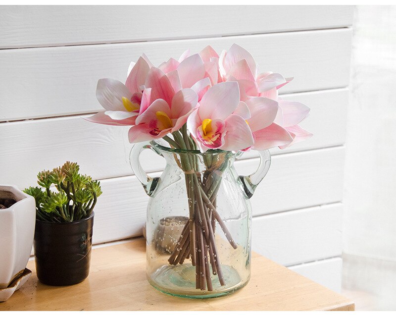 Pu kunstig orkidé magnolia cymbidium dekorative blomster hjem dekor bryllupsdekorasjon