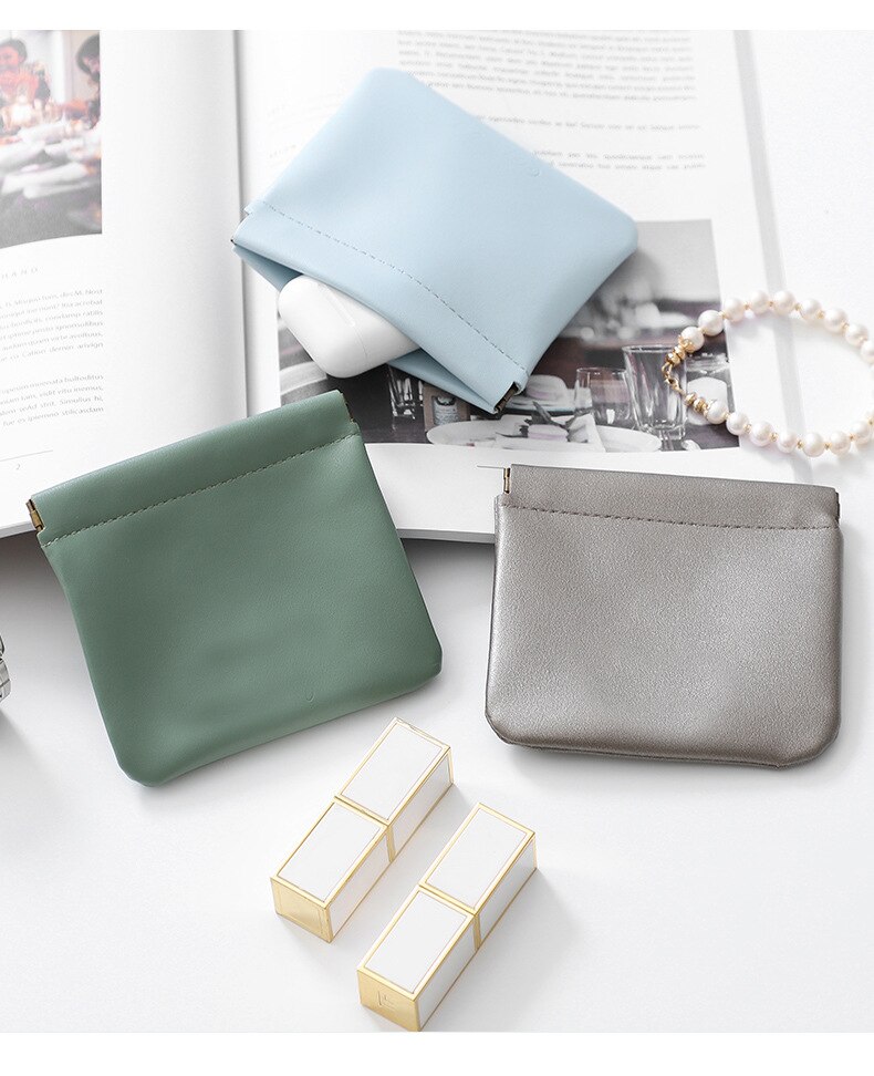 Mini Organizer Tasche Frauen Einfache PU Leder Schmuck Tasche machen-hoch fallen Lippenstifte Tasche Geldbörsen Magnetische Eröffnung Kleine Lagerung Tasche