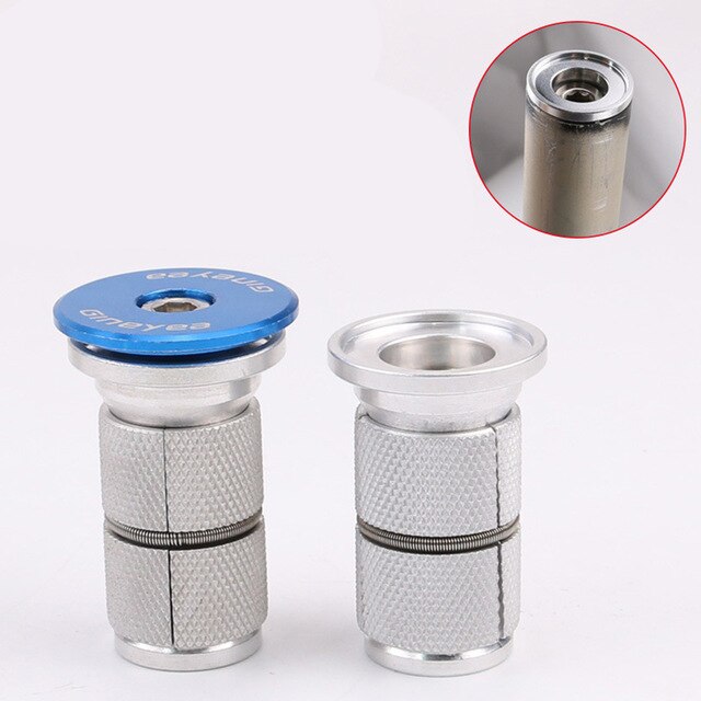 Stuurpen headset expander plug aluminiumlegering vork kern schroeven fiets kit: Blauw