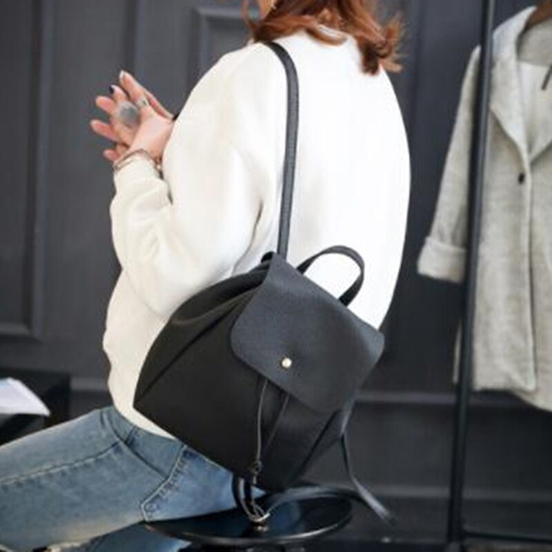Mode Vrouwen Rugzak Vintage Pure Kleur Lederen Schooltas Rugzak Satchel Rugzak Vrouwen Schoudertas Bolsa