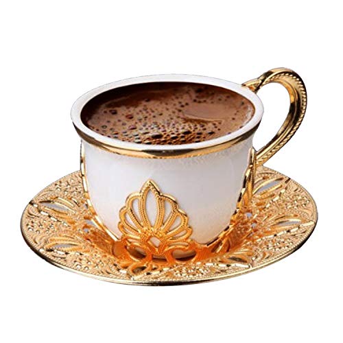 Fantaisie Tasse À Café Expresso Soucoupes avec Lot de 6, Porcelaine 4 oz. Café Turc Ensemble, Ensemble de Tasse, Café Grec, Demitasse Co