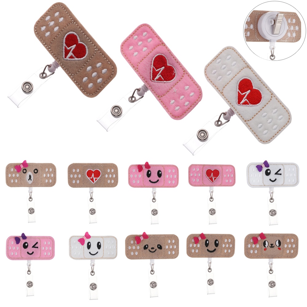 1pc klud sygeplejerske udtrækkeligt badge pull spænde hjul clip sød tegning bandage stil studerende id-kort badge holder
