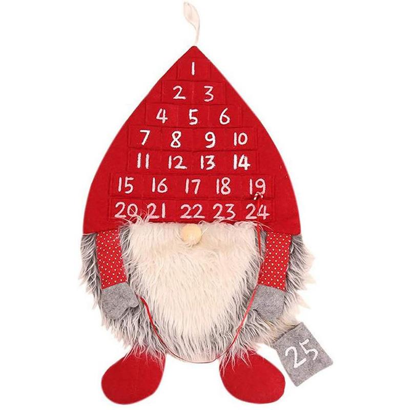 Stof julekalender stof adventsdukke nedtælling julemandskalender julepynt til år jul: Rød