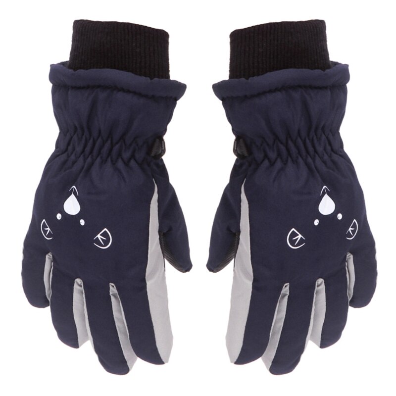 Kinderen Skiën Fietsen Handschoenen Peuter Dikke Warme Mittens Waterdicht Winddicht Outdoor Sport Schattige Beer Gezicht Handschoenen: Navy