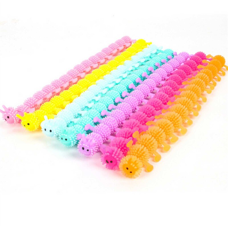 Tricky and funny toys tpr soft glue venting decompression toys unicorn caterpillar bracelet 1PCS Random Color