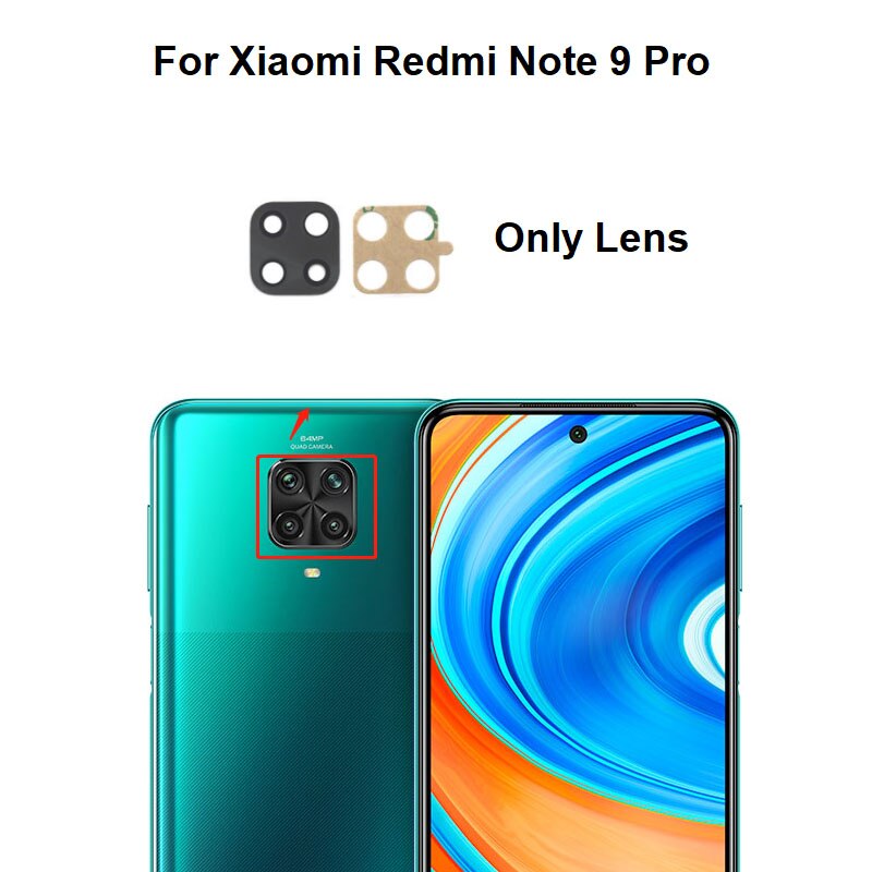 Lentille de caméra arrière pour Xiaomi Redmi Note 9 PRO 9S, verre de caméra arrière avec cadre, autocollant adhésif: note 9 PRO lens only