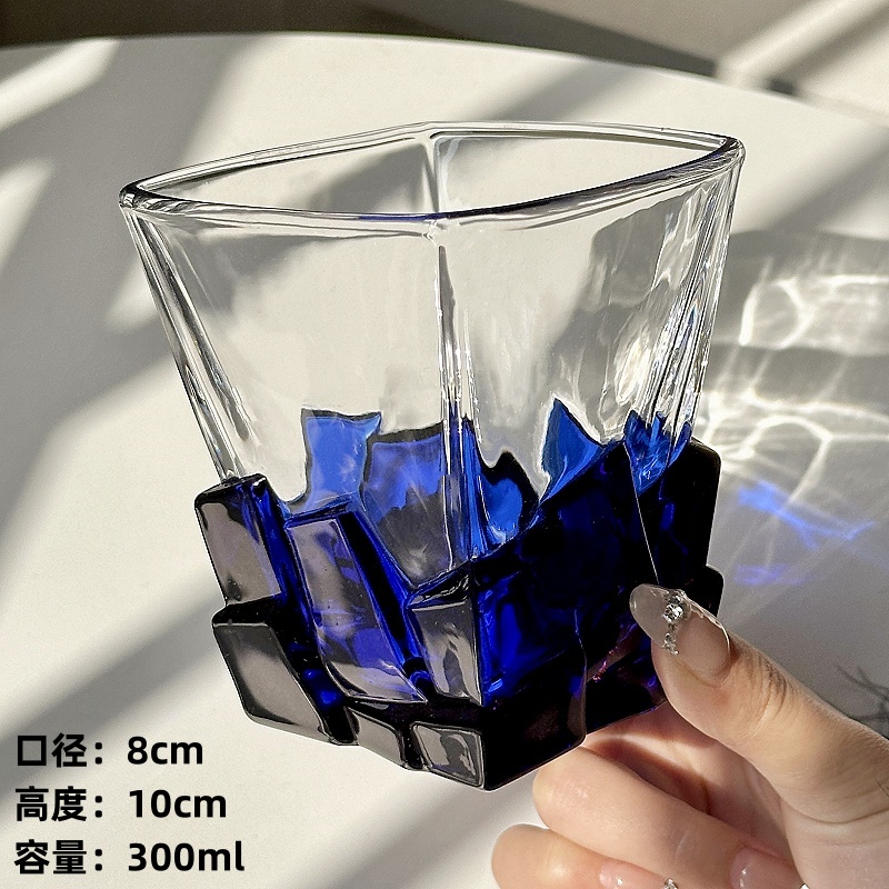 Space Gold Ice Cube Cup Artistic Sense Wine Glass Light Luxury Glass High-end Water Cup Whiskey Cup Juice Drink Cup: Brown