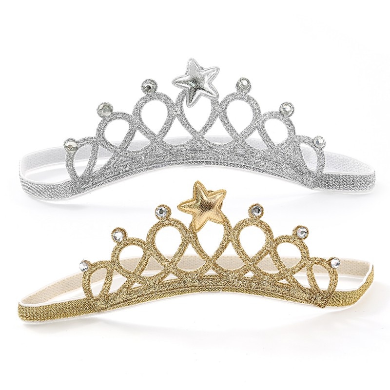 Fotografia prop bebê meninas bonito princesa acessórios de cabelo pano algodão coroa faixa de cabelo recém moda ouro branco