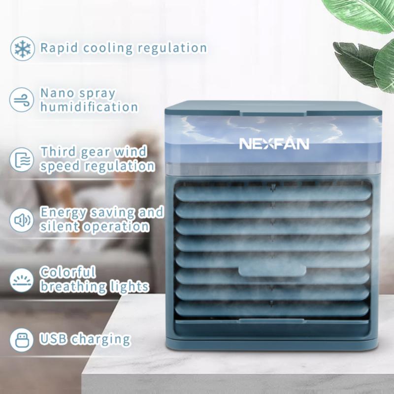 Mini Portable Air Conditioner 3 Speeds 7 Colors Light Conditioning Humidifier Purifier USB Desktop Air Cooler Fan 500 ML Tanks