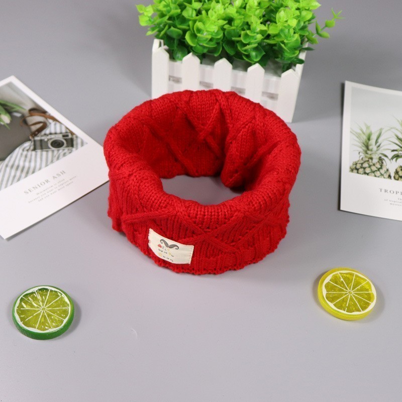 Bufanda tejida a cuadros para niños, de , de de lujo, para invierno, gruesa y cálida, con anilla, para niñas, bufandas tejidas para bebés y niños: Red