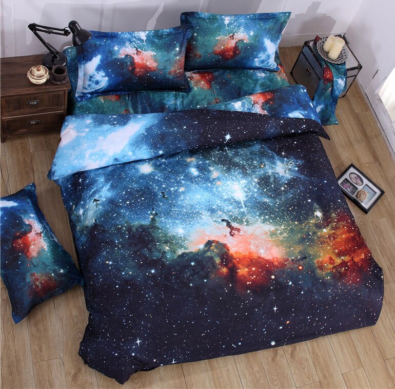 Housse de couette imprimée en 3D, double taille, Queen Size, avec taies d'oreillers, ensemble de literie, univers nocturne, Cosmos Galaxy, 2 pièces/3 pièces: S5 / Queen 200x230cm