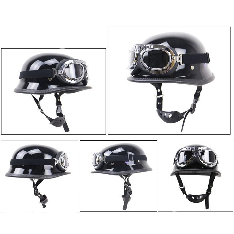 Motorhelm Duitse Lederen Vintage Casco Moto Motorfiets Open Gezicht Retro Half Helm Chopper Biker Piloot Dot Size S-XXL
