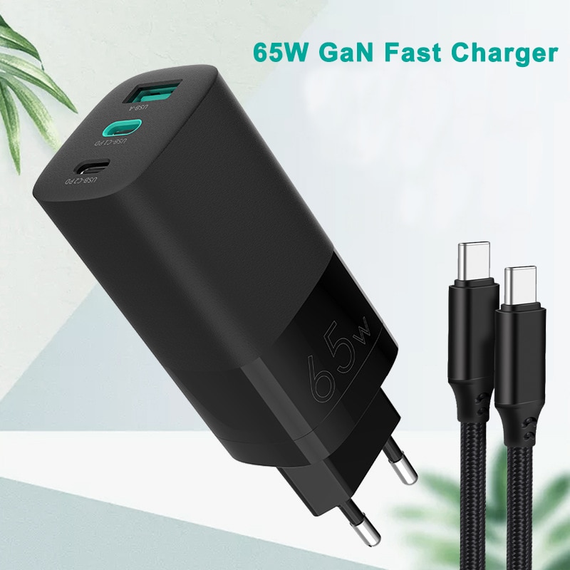 Portable 65W GaN Charger Fast Charging 4.0 QC3.0 Type C PD USB Charger For SAMSUNG S10 S20 Xiaomi iPad Macbook Laptop