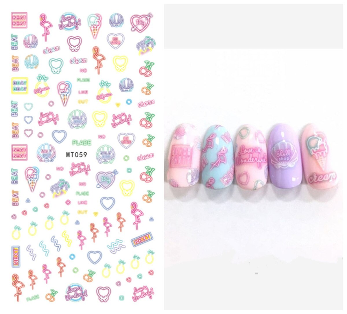 1pcs Nail Art Stickers Flamingo Coconut Tree Adhesive Nail Art Decorations Summer Beach Series Nail Stickers: MP321T59