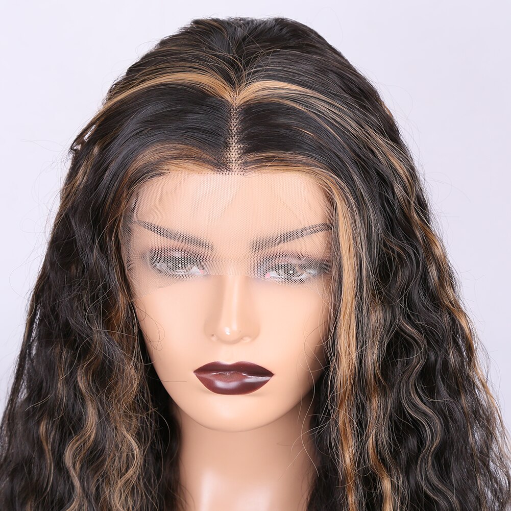 RONGDUOYI Highlight Lace Wigs for Women Synthetic Lace Front Wig Long Natural Wave Wigs High Temperature Fiber Cosplay Wig